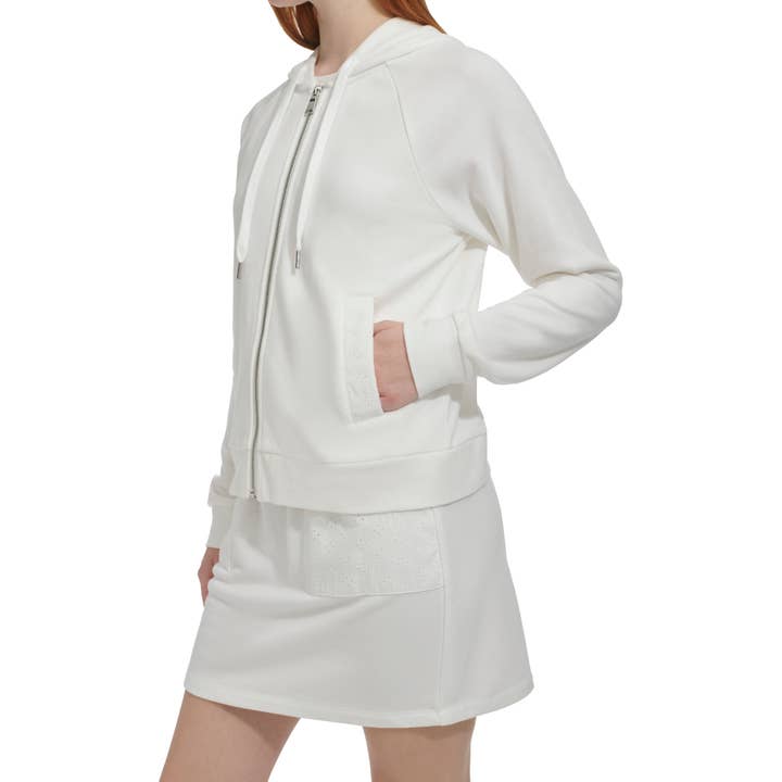 Zip Front Eyelet Hoodie (MN4J4923) for wholesale by Andrew Marc Sport