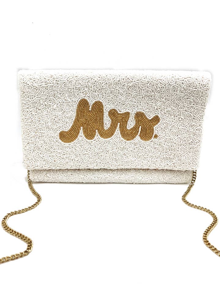MRS White Beaded Clutch Bag RFC-106 for wholesale by Ole