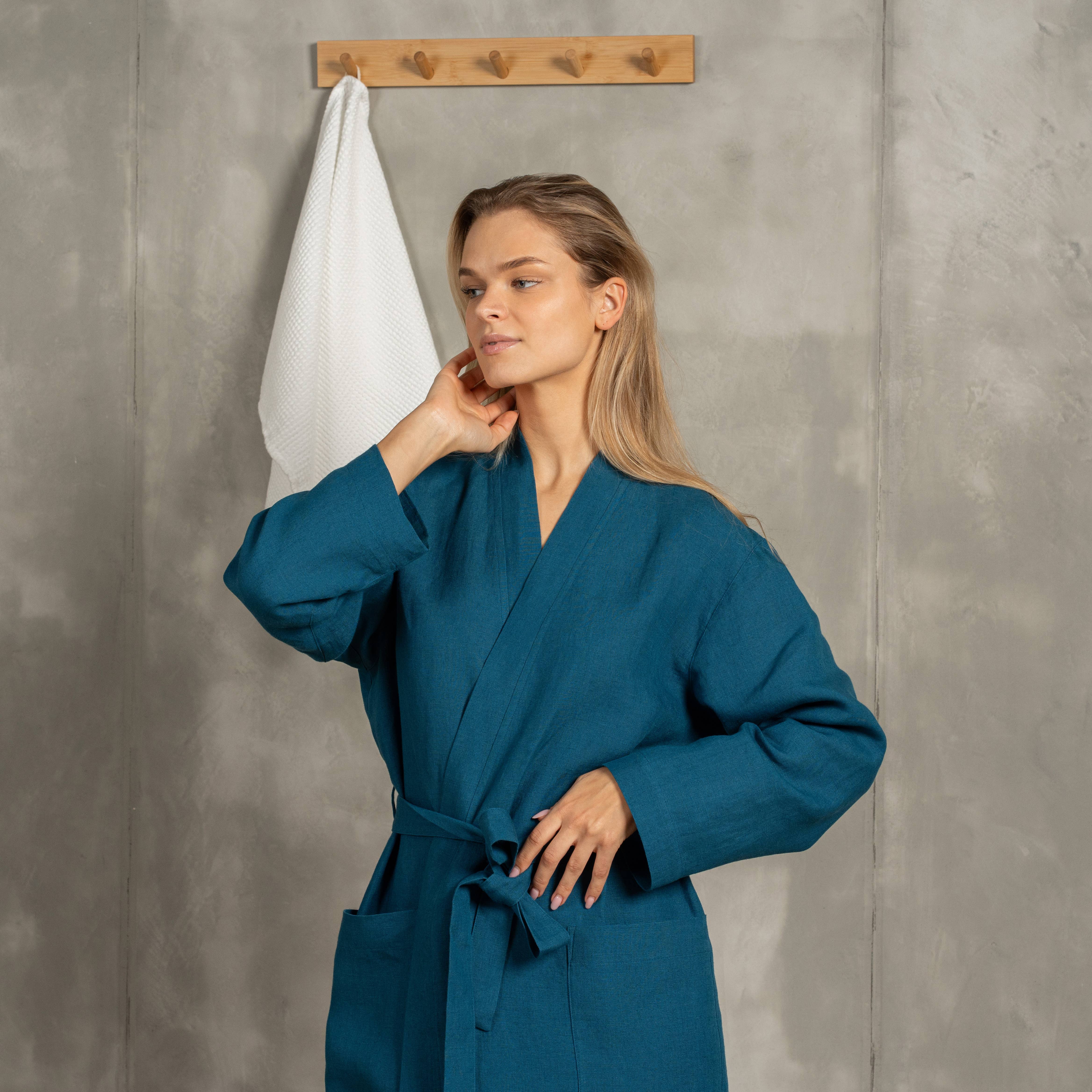 menique - Wholesale Robe - Women's - Women's 100% Linen Bath Robe - Organic Natural Bath Wear12