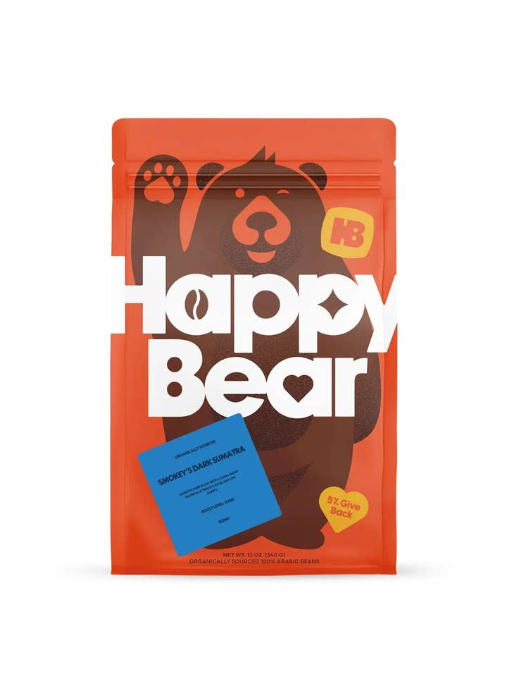 Smokey's Dark Sumatra Coffee for wholesale by Happy Bear Coffee Company