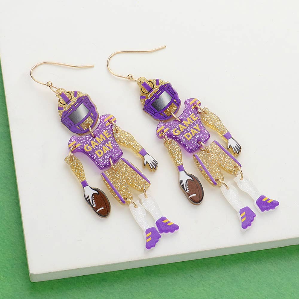Sensibling Corp. – wholesale Dangle earrings – Resin GAME DAY Football Player Dangle Earrings8