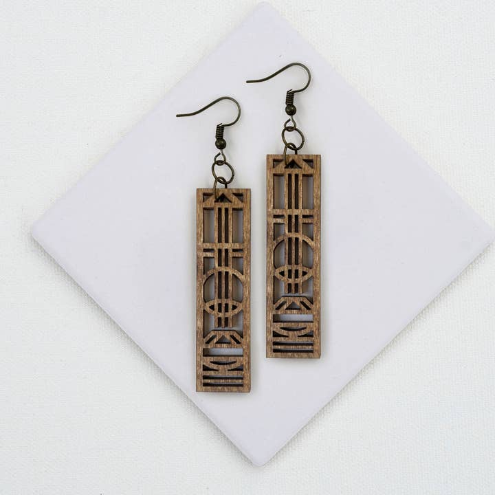 Wood Dangle Earrings: Harmony for wholesale by Bailey Builds