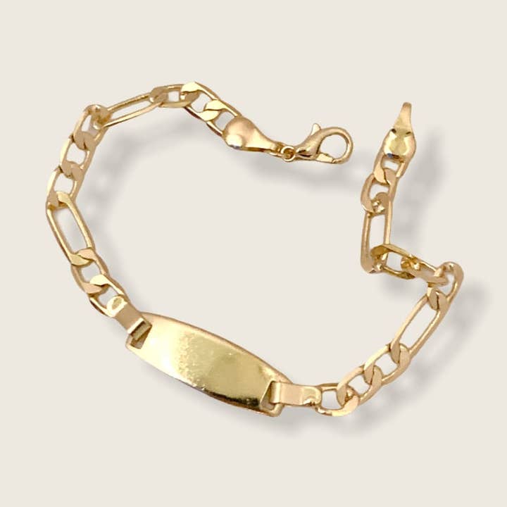 Oval Kid's Id Plate 18 k af forgyldt armbånd for engroshandel hos Raf Rossi Gold Plated