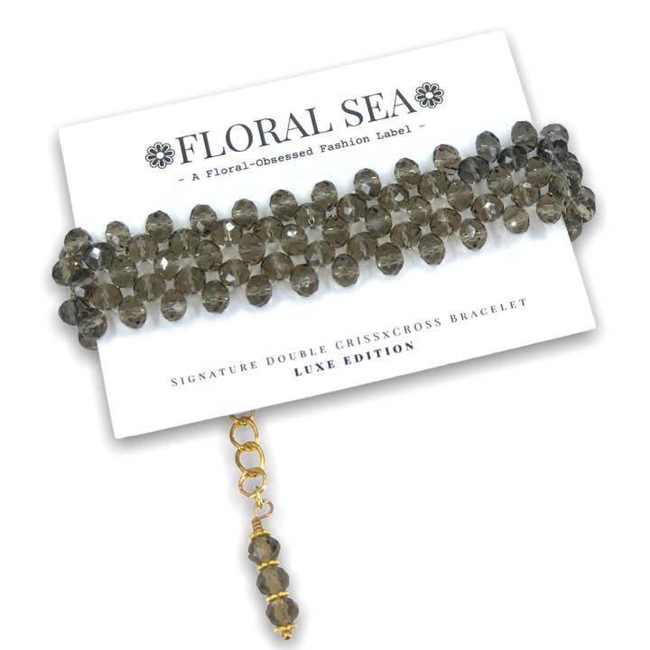 ❁FLORAL SEA❁ Signature Double CRISSxCROSS Bracelet in Cloudy Orchids: Luxe Edition for wholesale by FLORAL SEA