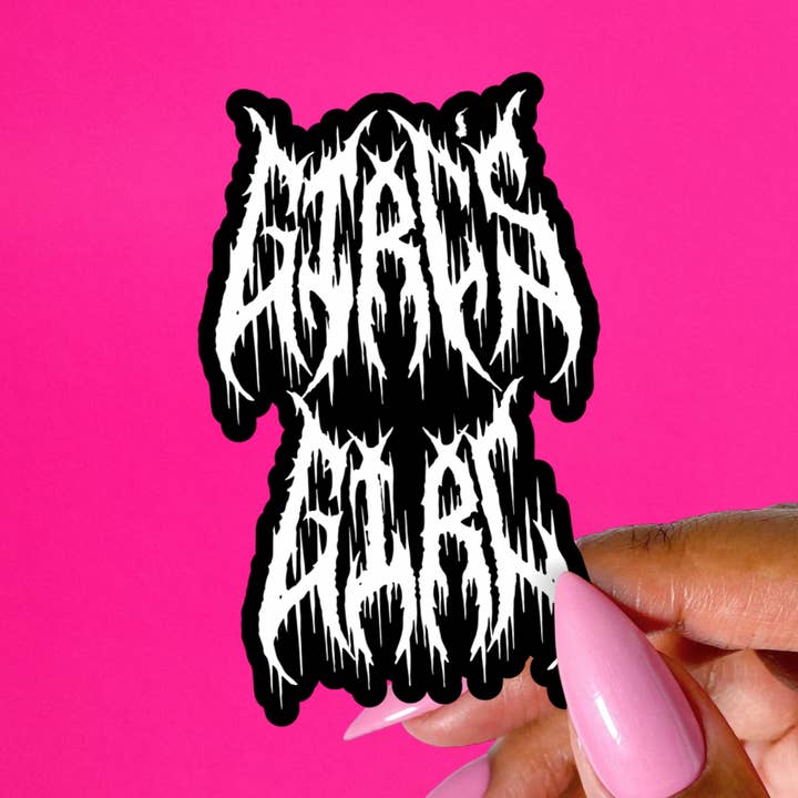 Metal Girl’s Girl Sticker, Black Metal Band Logo for wholesale by Pretty Toxic Stickers
