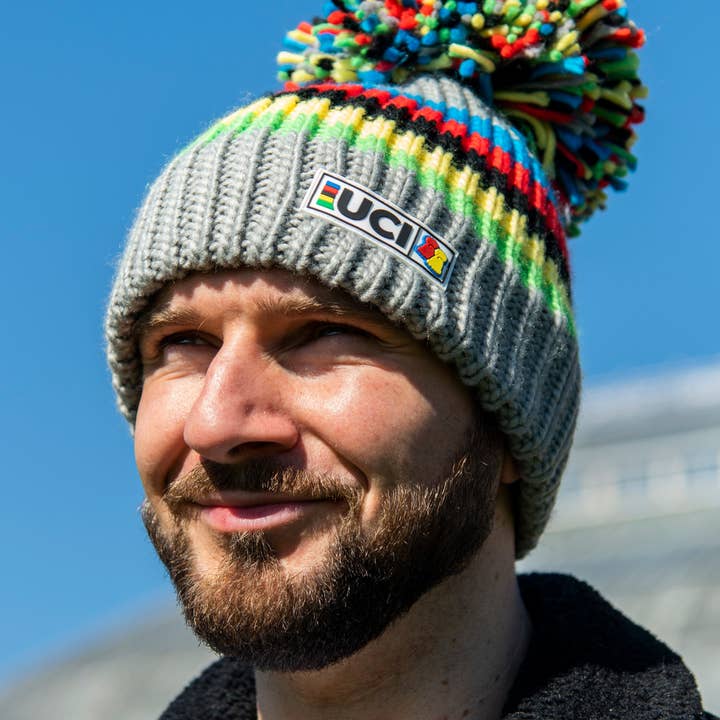 Big Bobble Hats - Venta al por mayor Gorro de lana - Unisex - Rayas arcoíris grises UCI1