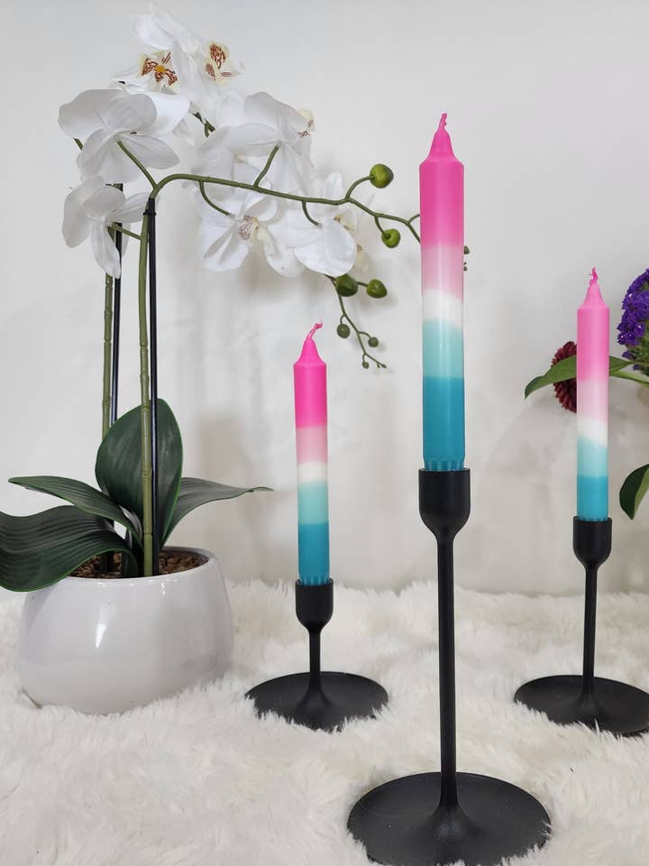 GENDER REVEAL Dip Dyed Candles for wholesale by Coloured Candles