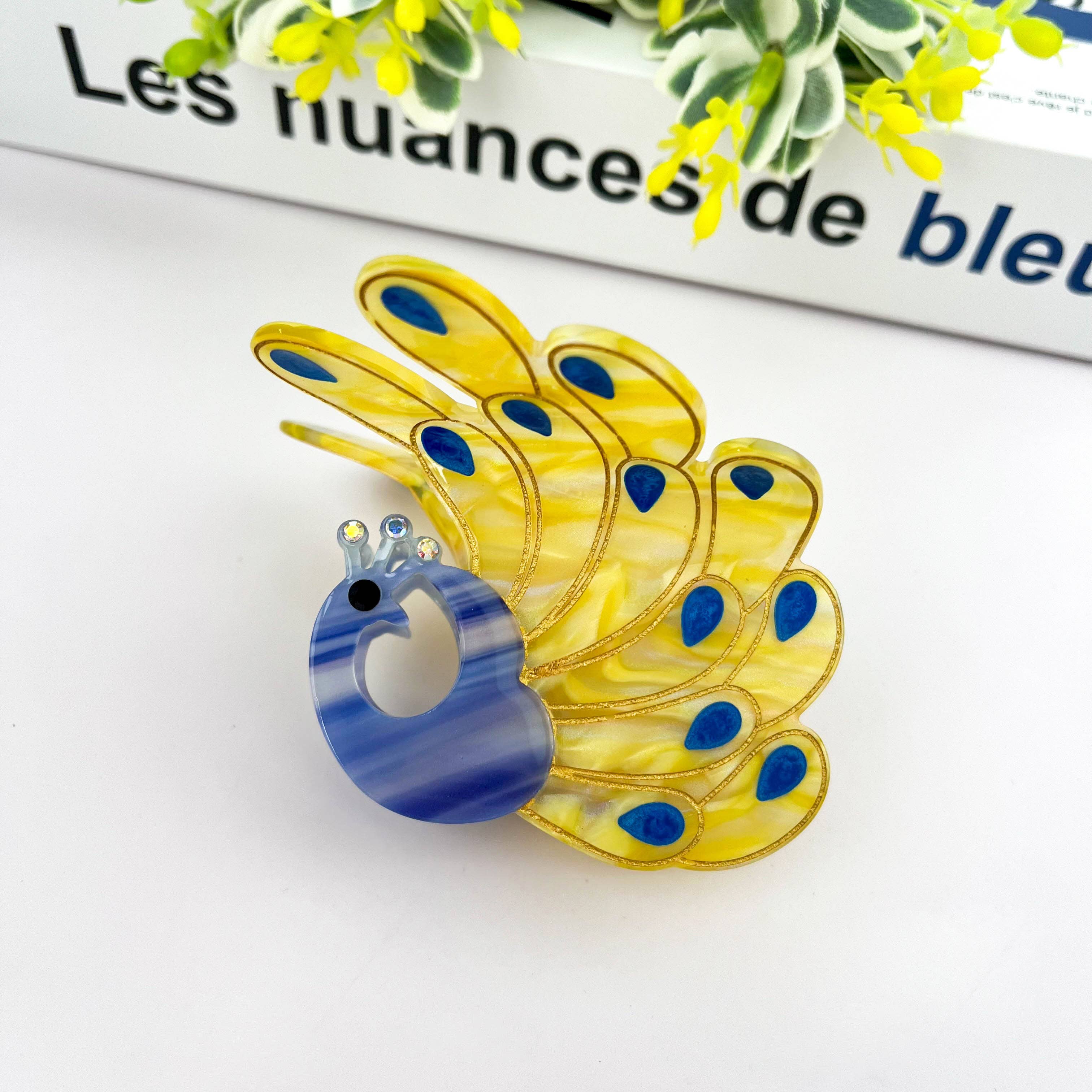 TheDivaSoap – Großhandel Haarclip – Damen – Pfauen-Acetat-Haarspange, Tier-Haarspange3