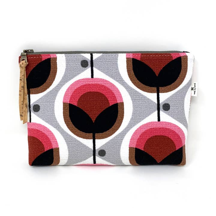 mmb by hand - Vente Pochette – femme - Pochette zippée fine bio Geo Floral Pink0