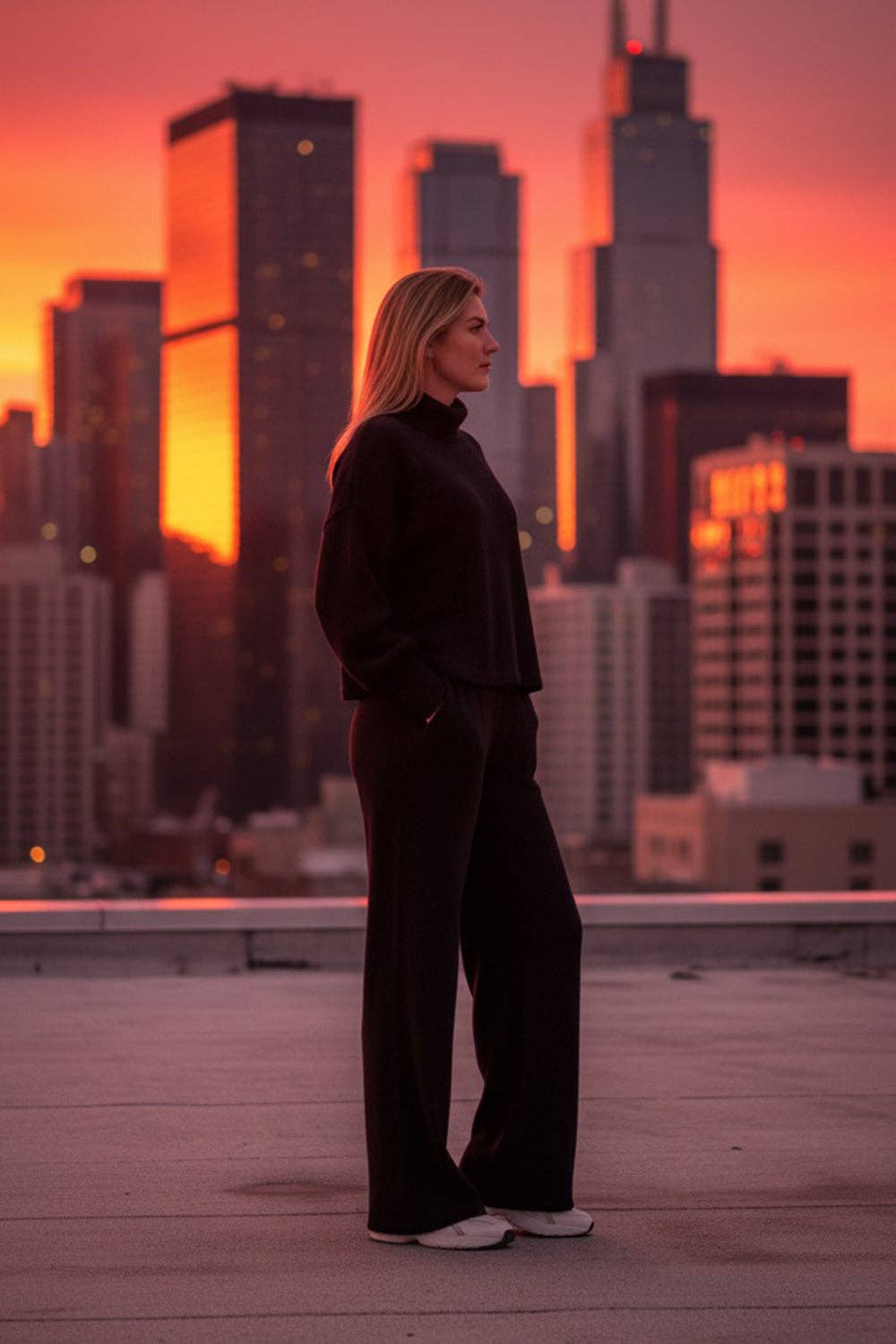 Azuri Fashion Group - Wholesale Lounge Set - Women's - Black walking suit made of soft knitted angora2