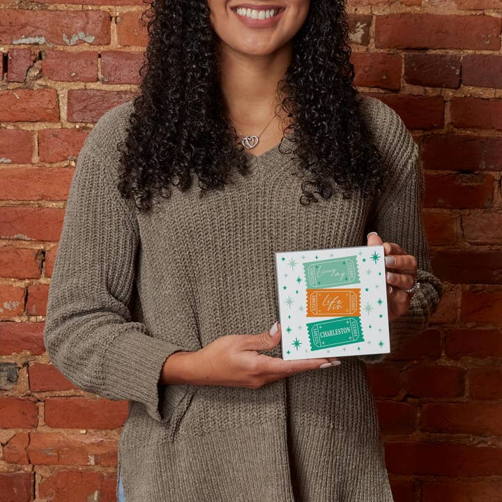 White 5x5 Wood Block-Love+Local Showgirl | Custom | City & State for wholesale on Faire1