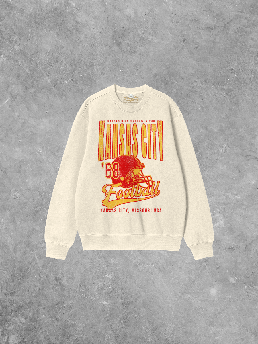 The Clandestine Underground - Vente Sweat-shirt à imprimés – unisexe - Sweat-shirt en coton boxy "Kansas City Football vous souhaite la bienvenue"1