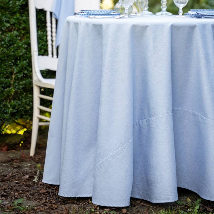 Lark Cotton Jacquard Round Cloth - Blue for wholesale by April Cornell