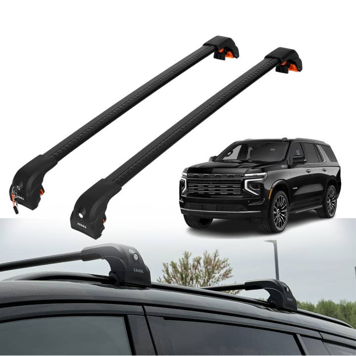 Heavy Duty Roof Rack Crossbar For Chevrolet Tahoe 2021-2026 - Flush Rails Black for wholesale by Erkul Auto USA