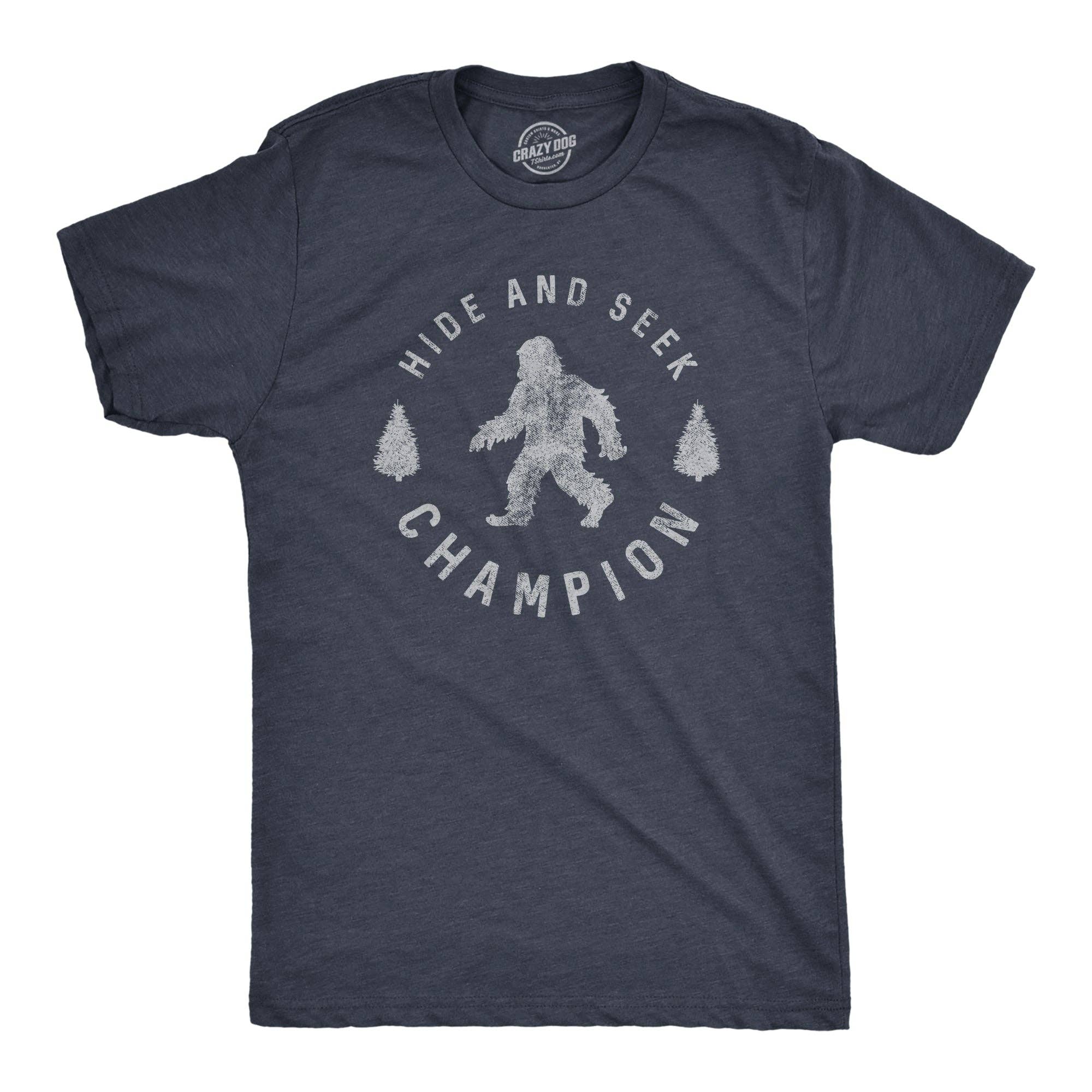 Crazy Dog T-Shirts - Wholesale Screen Printed T-Shirt - Men's - Hide And Seek Champion Graphic T-shirt Funny Bigfoot Tee7
