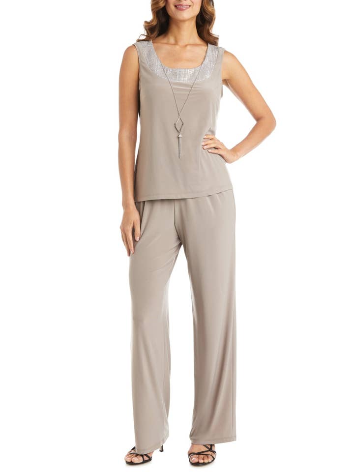 CHAMPAGNE RM Richards 3-Piece Glitzy Evening Pants Suit Set for wholesale on Faire