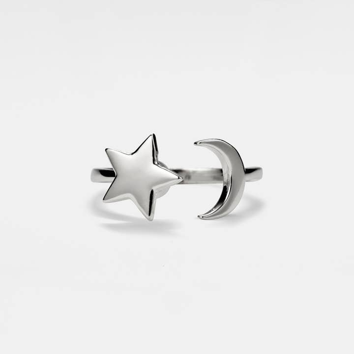 Perimade & Co. LLC - Wholesale Band/stacked ring - Moon Star Anxiety Fidget Spinner Ring in 925 Sterling Silver2