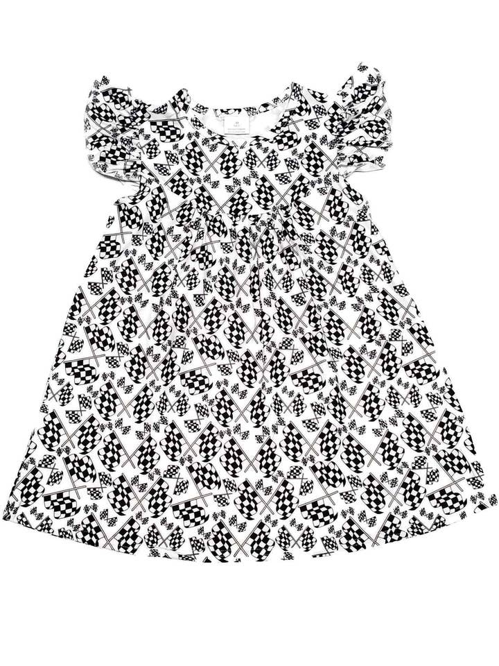Racing Flag Milk Silk Flutter Dress for wholesale by Great Lakes Kids Apparel