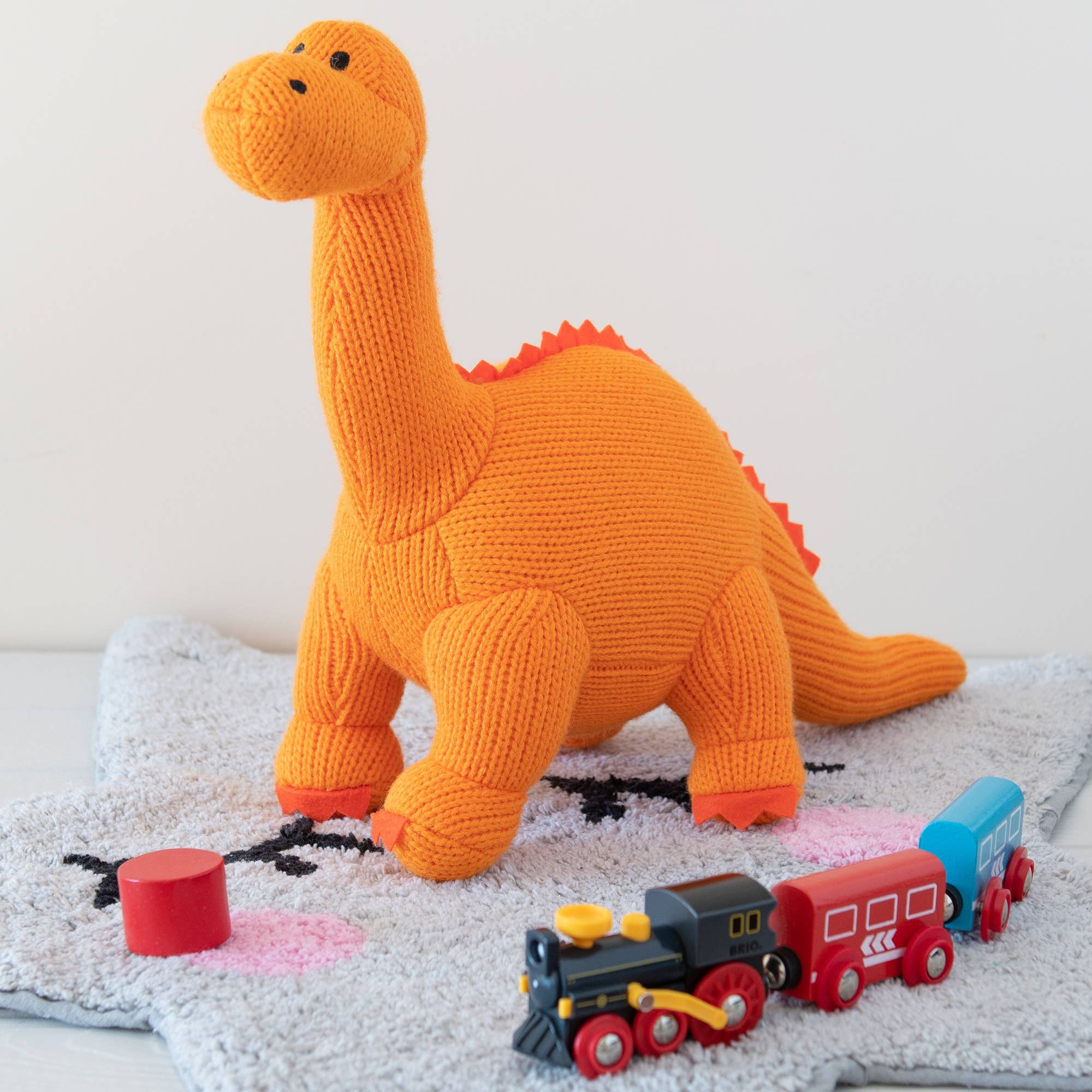 Best Years Ltd - Wholesale Stuffed/Plush Toy - Kids & Baby - Knitted Diplodocus Soft Toy Dinosaur Teddy - Orange7