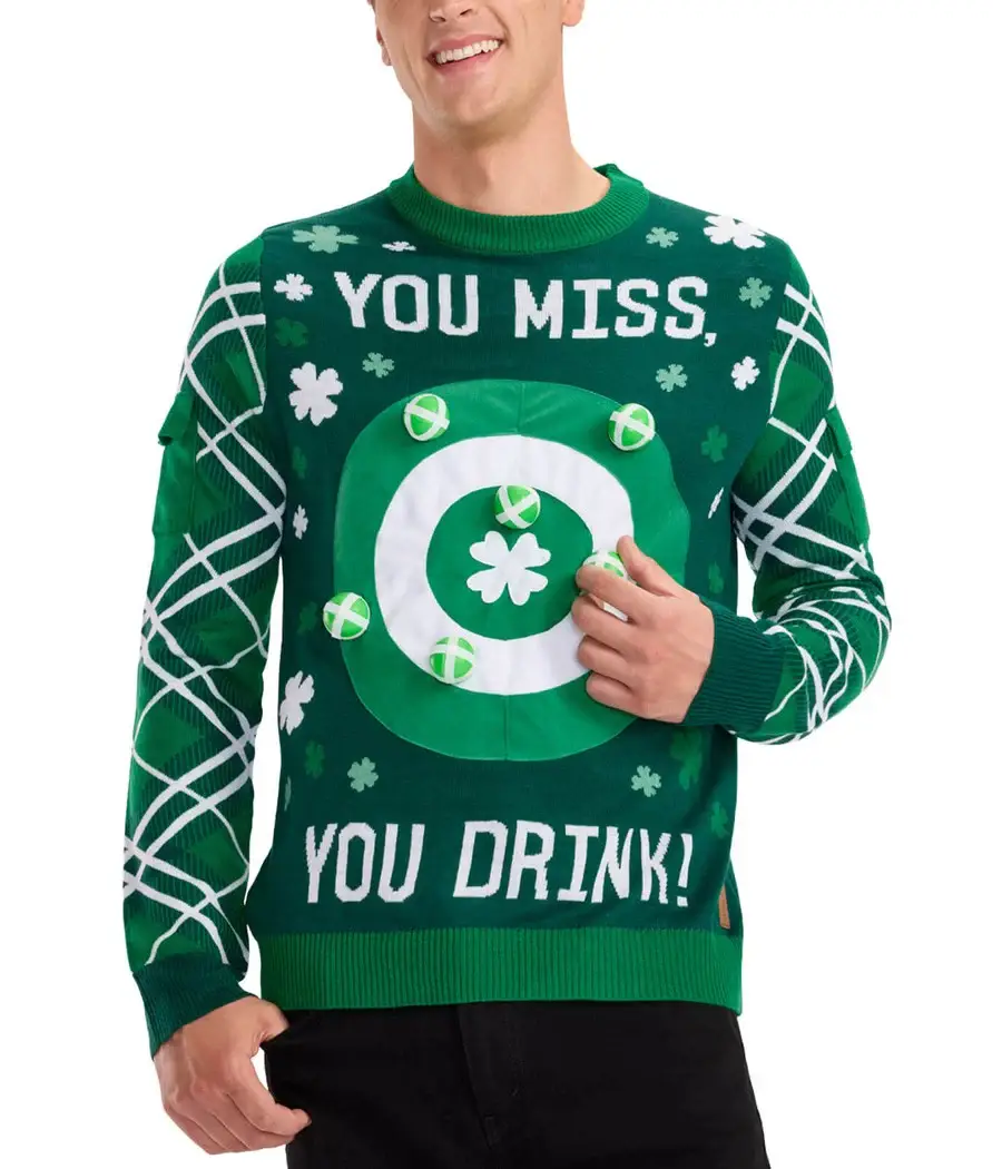 Tipsy Elves - Wholesale Knit Sweater - Men's - Men's St. Paddy's Day Drinking Game Interactive Game Sweater0