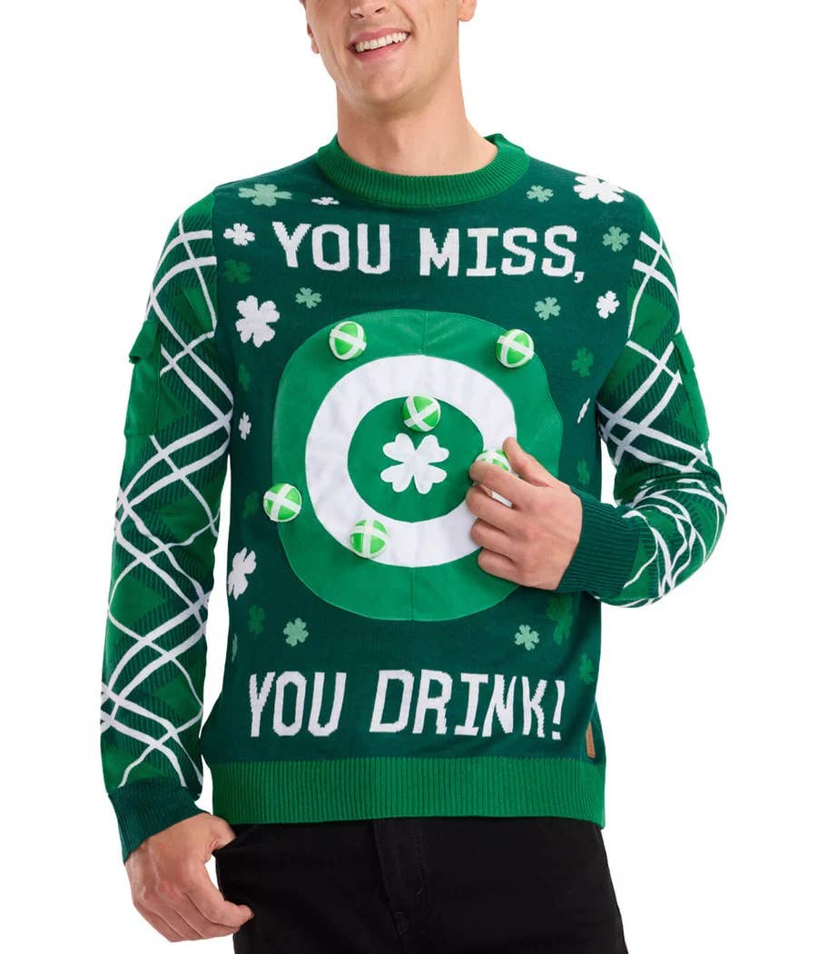 Tipsy Elves - Wholesale Knit Sweater - Men's - Men's St. Paddy's Day Drinking Game Interactive Game Sweater