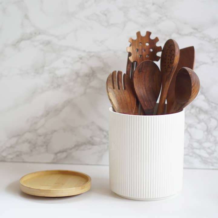 So At Nature – wholesale Utensil holder – Rotating Ceramic Kitchen Utensil Holder - Premium Storage with Detachable Base3