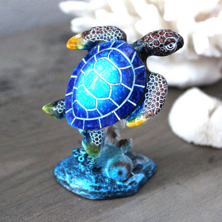CB Home Collection - Wholesale Decorative Figurine - 3.5" Blue Sea Turtle Resin Figurines - 4 Assorted Designs5