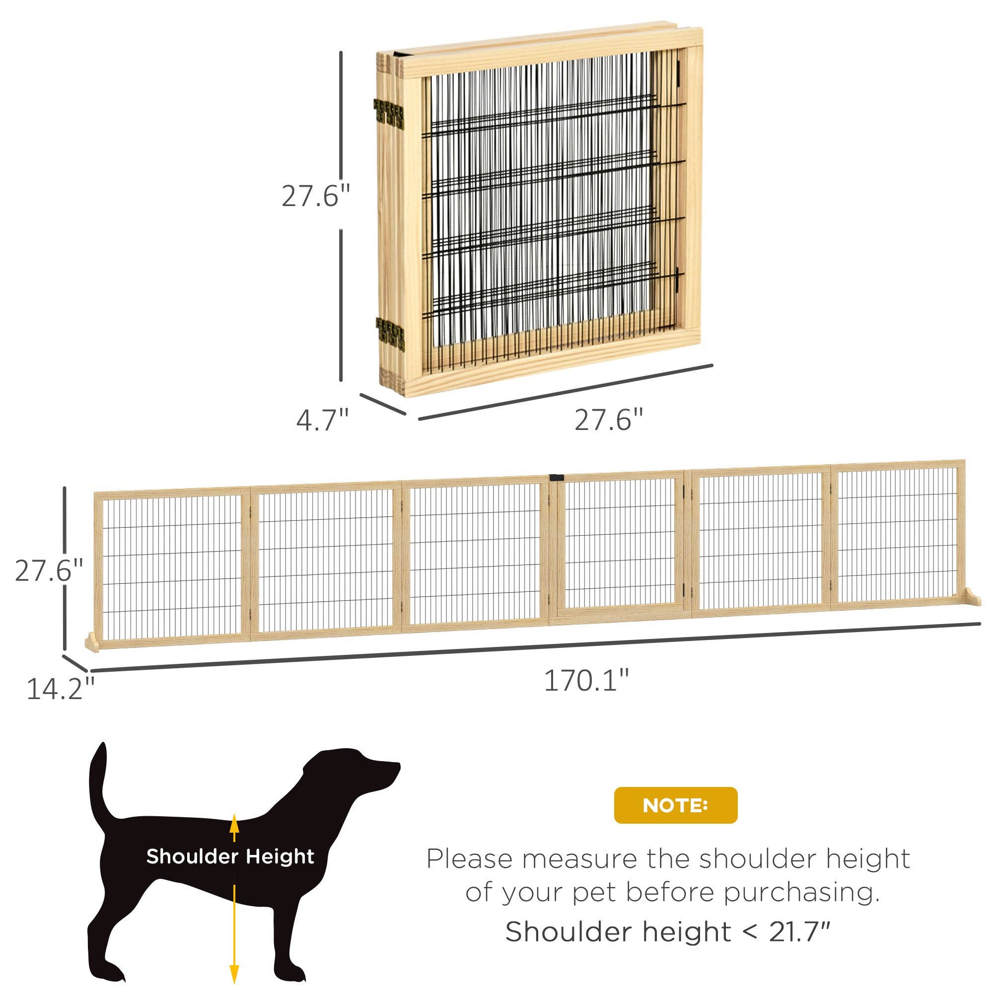 39F Inc. - Vente Barrière portative pliable – chien - PawHut Barrière pour Chien en Bois à 6 Panneaux de 170" - Bois Naturel8
