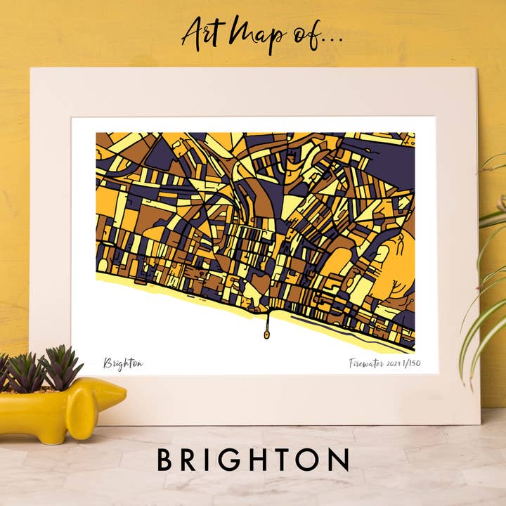 BRIGHTON UK ART MAP - HAND-DRAWN & LIMITED EDITION for wholesale by Firewater Gallery