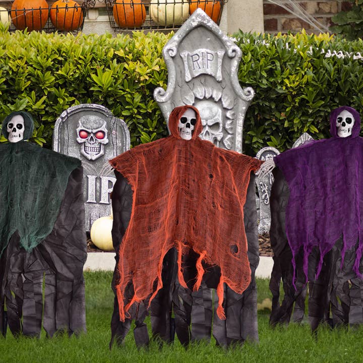 Fun Little Toys - Wholesale Outdoor Ornament/Decor - 3 PCs Scary Skeleton Halloween Decorations