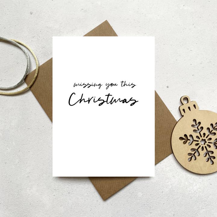 Carte de Noël manquant You This pour la vente par Word Up Creative