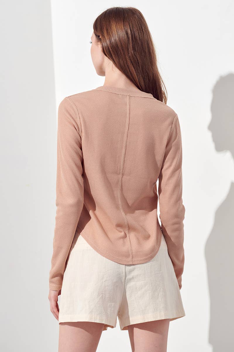 Petal Dew – Großhandel Strickoberteil – Damen – Langarmshirt mit Waffelmuster P0009620