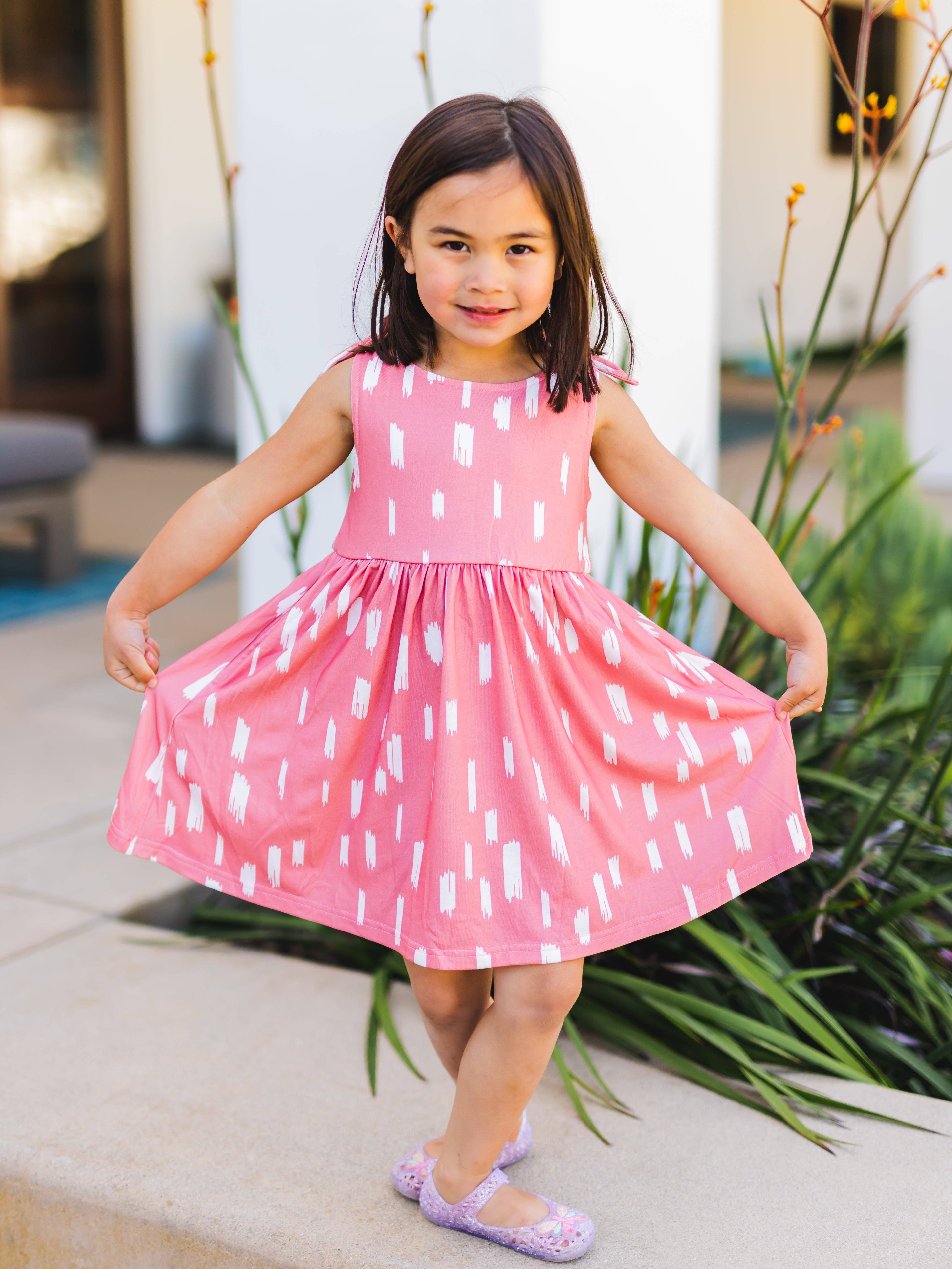 Tickled Teal - Wholesale Dress - Kids - Knotted Shoulder Tank Little Girls Dress5