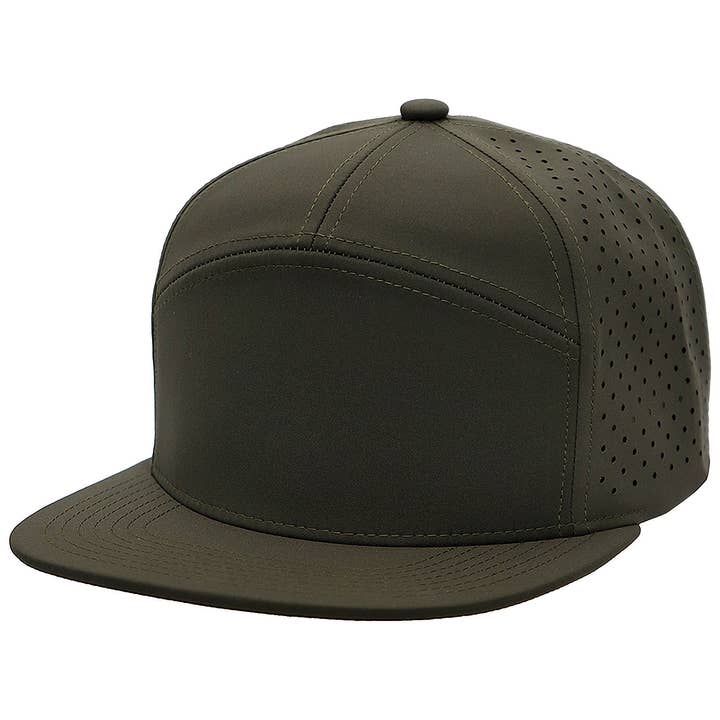 Cap Zone - Wholesale Flat Brim Cap - Unisex - 7 Panel Flat Bill Perforated Snapback8