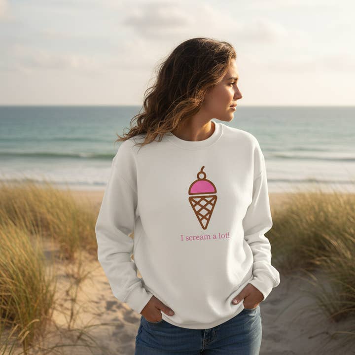 Adult Ice Cream Organic Cotton Graphic Sweatshirt for wholesale by Simply Chickie® Organic Baby & Kids | USA Made • Ships USA