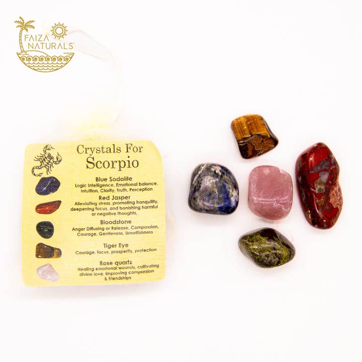 Set di cristalli dello zodiaco Scorpione per la vendita all'ingrosso da parte di Faiza Naturals