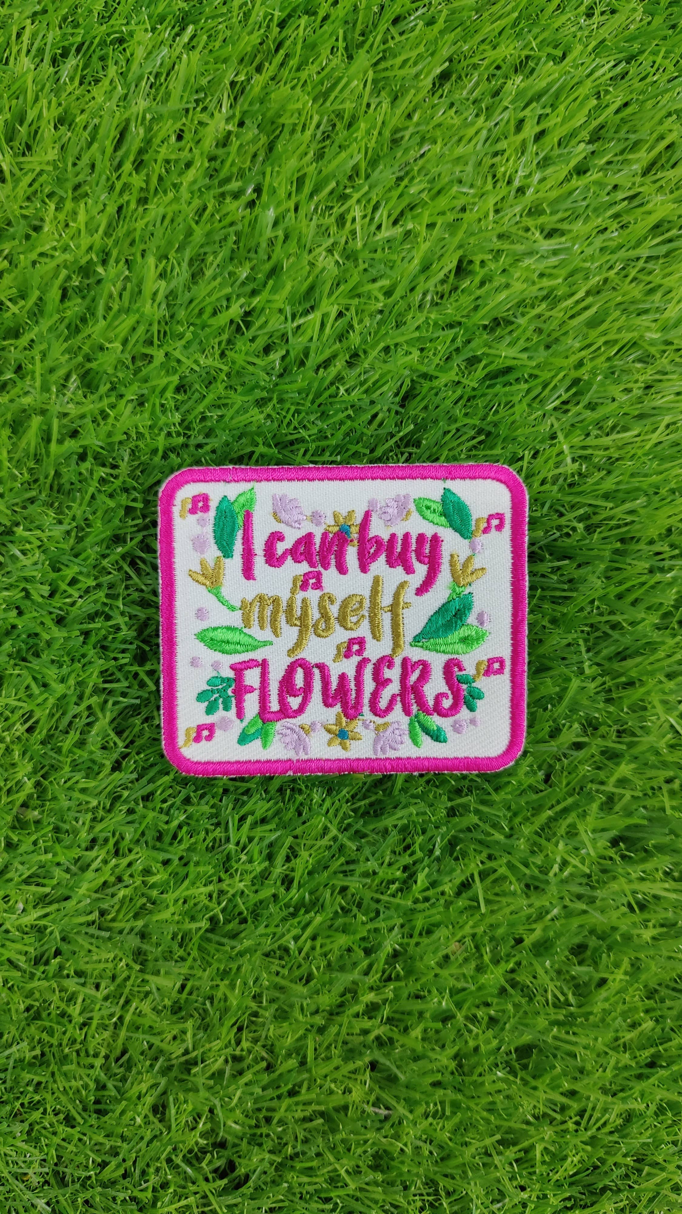Patchgram - Wholesale Patch - "I Can Buy Myself Flowers" Embroidered Patch – Pink Floral 3