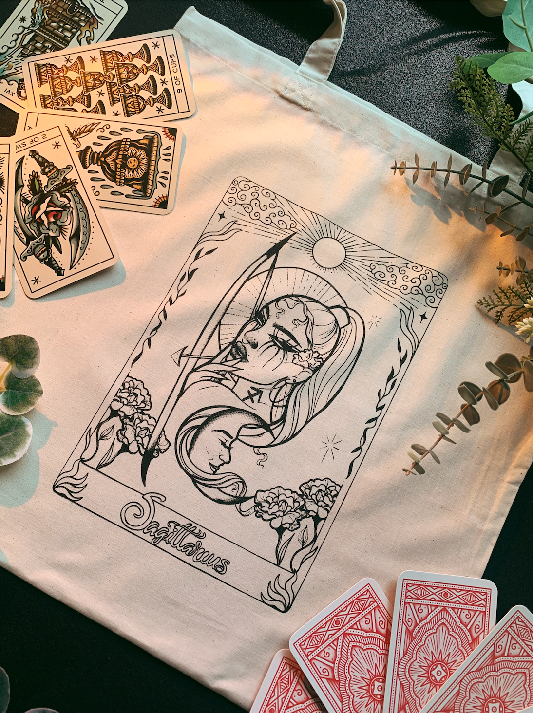 Ruby Rose Designs – Engroshandel Tote bag - Dame – Zodiac goddess tarotkort-taske fra Ruby Rose Designs5