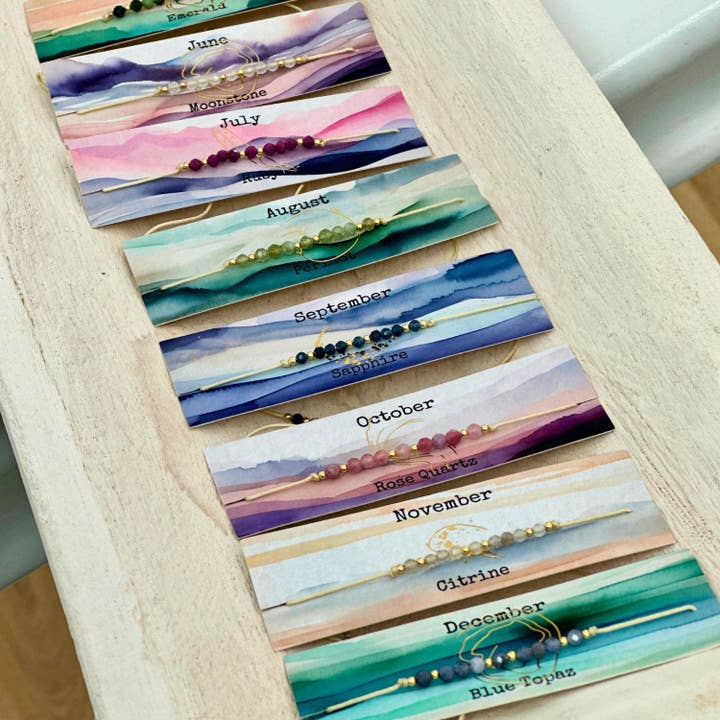 Picki Nicki - Vendita all'ingrosso Parure di gioielli - Braccialetto Birthstone, set di pietre preziose su carte24