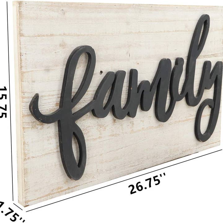 Paris Loft Inc - Venta al por mayor Letreros - Letreros familiares de madera para decoración del hogar con letras negras en 3D