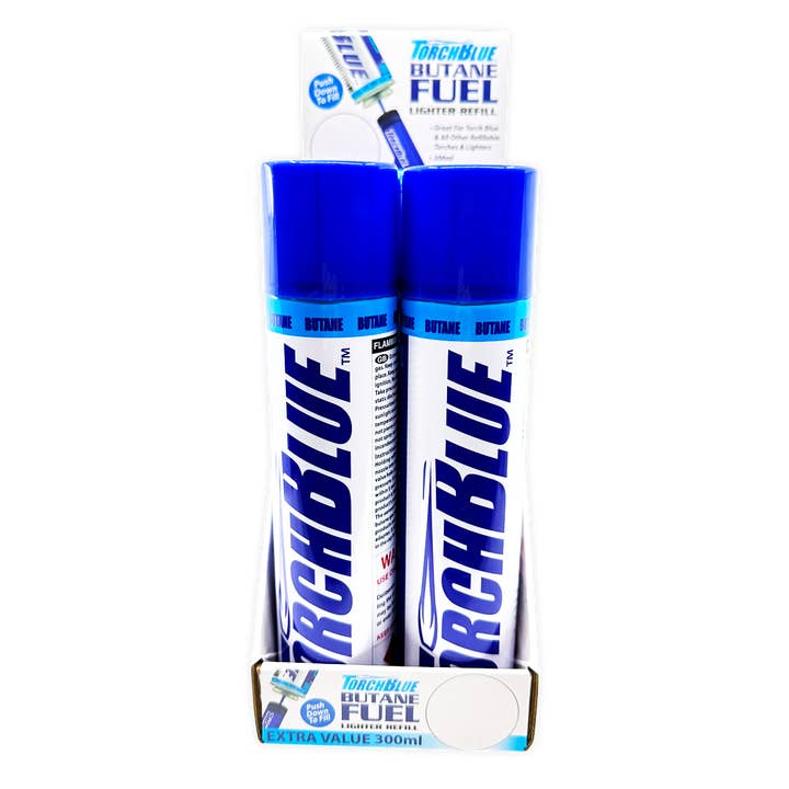 Novelty Brands - Wholesale Lighter - Torch Blue Bulk 300ml Butane Refill Can- 6/Display
