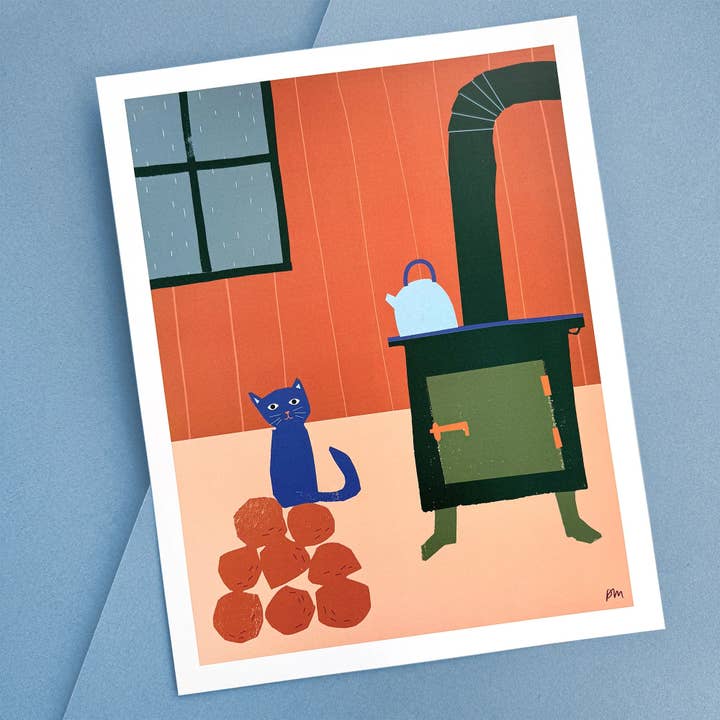 Kautzi Illustrations - Wholesale Art Print - Woodstove – 11 x 14 Print – Wholesale2