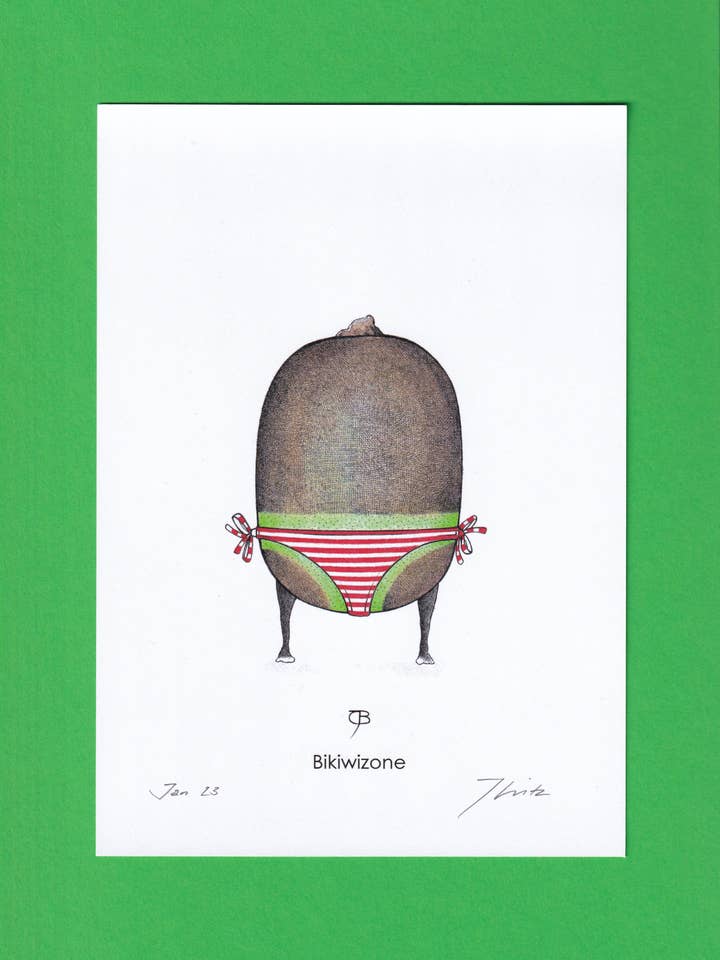 Kunsttryk - A5, signeret - „Bikiwizone“ for engroshandel hos Julian Opitz