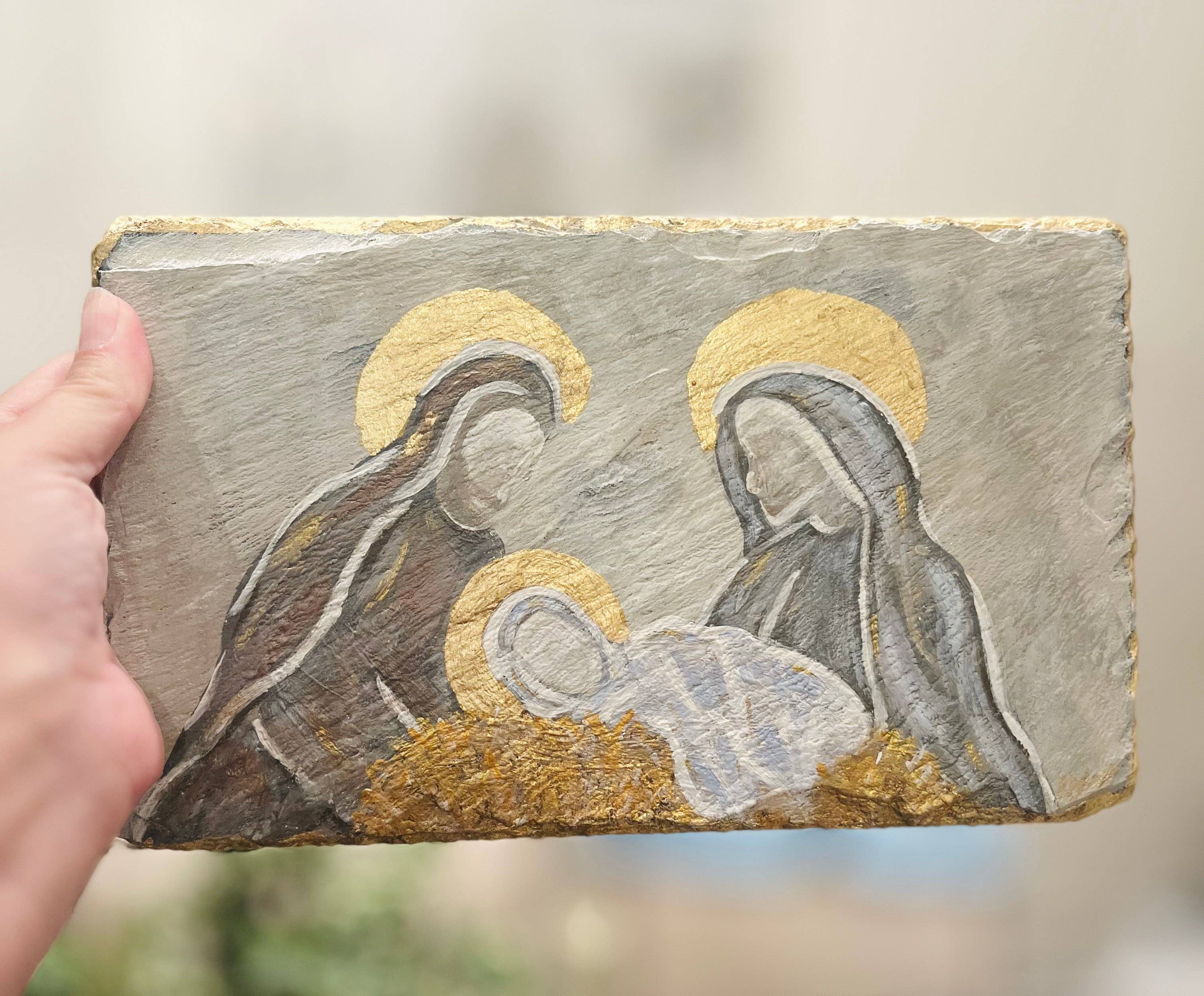 Little Way Catholic Boutique - Wholesale Wall Tile - Holy Family Painted Slate Tile0
