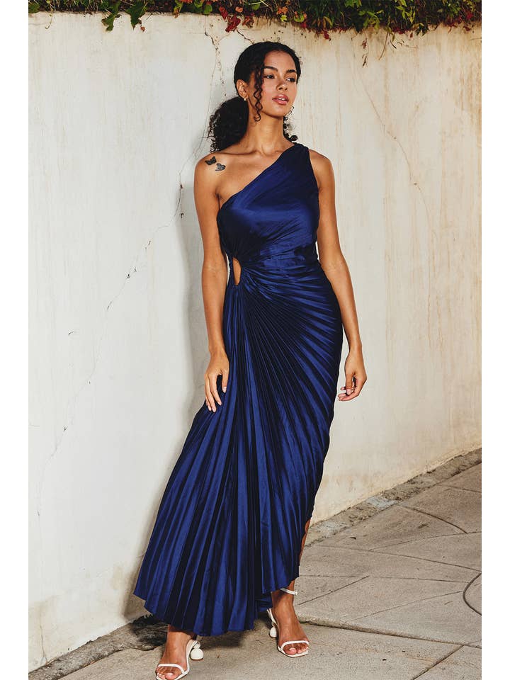 Dress Forum - Wholesale Dress - Women's - Olympia Asymmetrical Pleated Maxi Dress (1)40