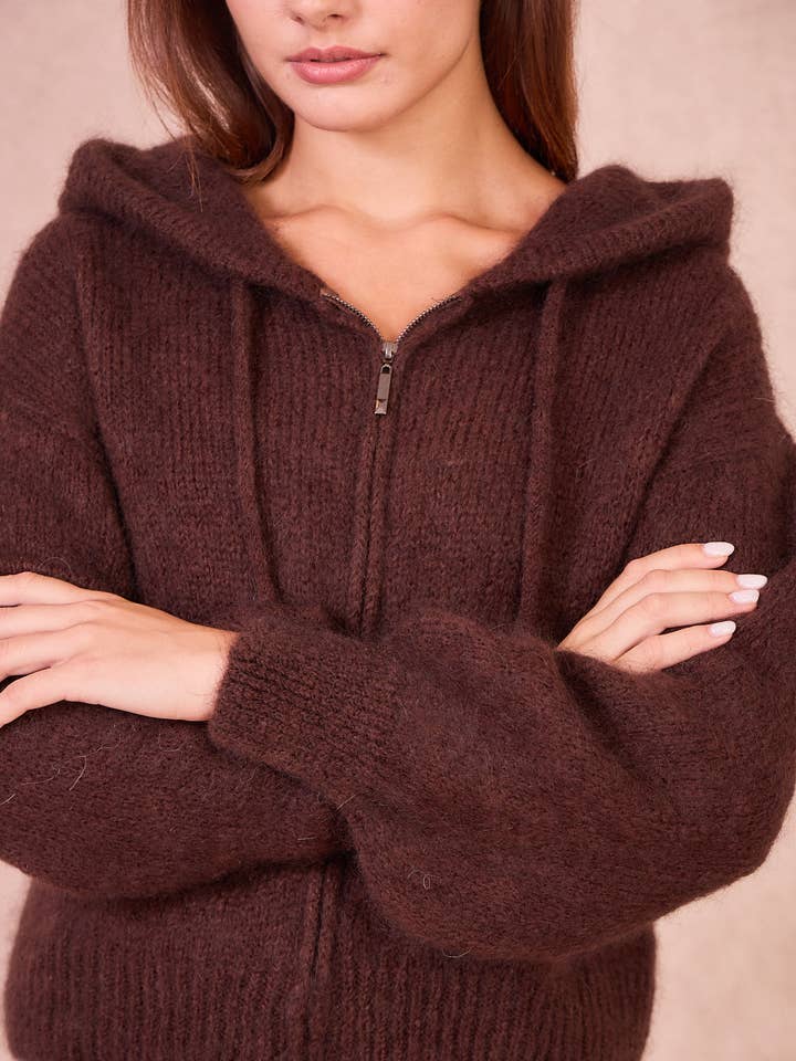 Soft Knit Zip-Up Hoodie for wholesale by Calie Paris