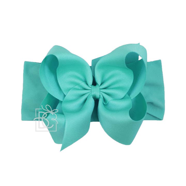 Beyond Creations, LLC - Wholesale Fashion Headband - Kids - WIDE PANTYHOSE HEADBAND W/CLASSIC GROSGRAIN BOW33