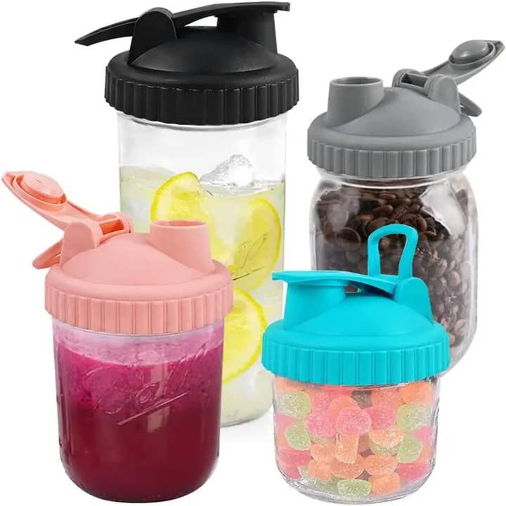 Vigor Path - Wholesale Food Storage Container - 2 Pack Wide Mouth Canning Lids with Flip-Top Seals for Mason Jars - Reusable, Leak-Proof and Ideal for Pouring Milk, Coffee, Lemonade and More (Jars not Included) - Blue