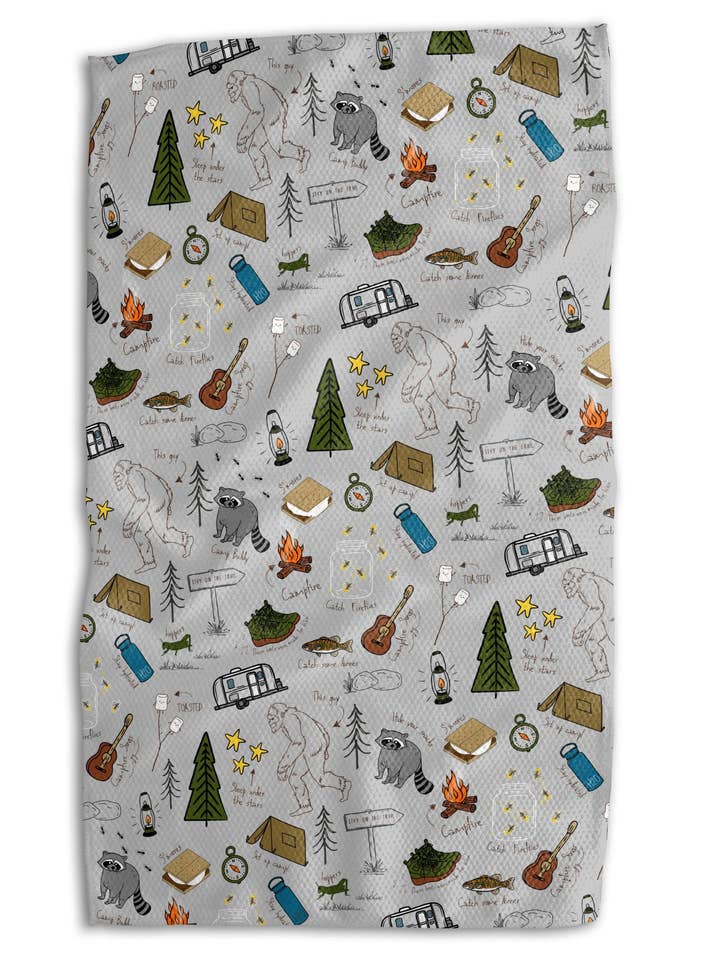 Camping and Smores 18x30 Work-harder Double-Sided Towel for wholesale by Absorb-Lumen