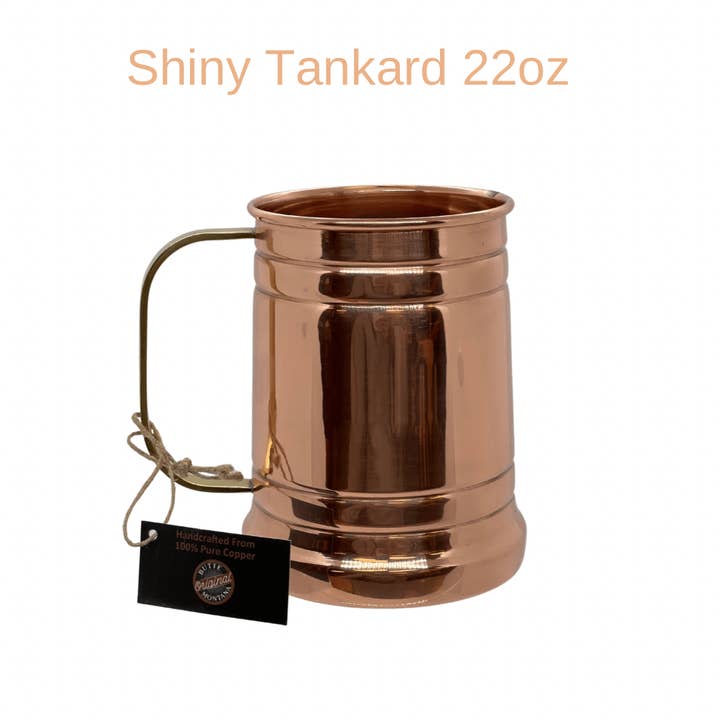Butte Copper Company - Wholesale Beer Glass/Mug - Shiny Copper Tankard 22oz.